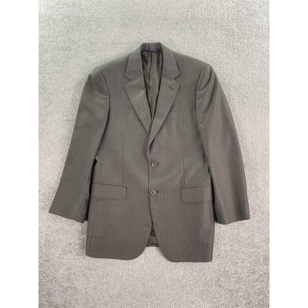 Brooks Brothers Suit Jacket 38 R Taupe Wool Striped Vitale Barberis Canonico VBC